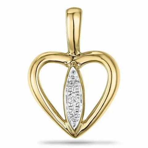 hjärta diamant hängen i 9 carat guld- och vitguld 0,007 ct