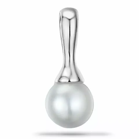 Runt pärla hängen i 9 carat vitguld