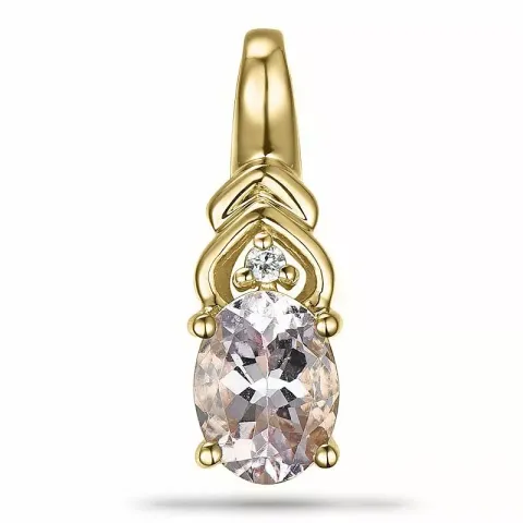 Ovalt morganit diamantberlocker i 9 carat guld 0,01 ct 1,28 ct