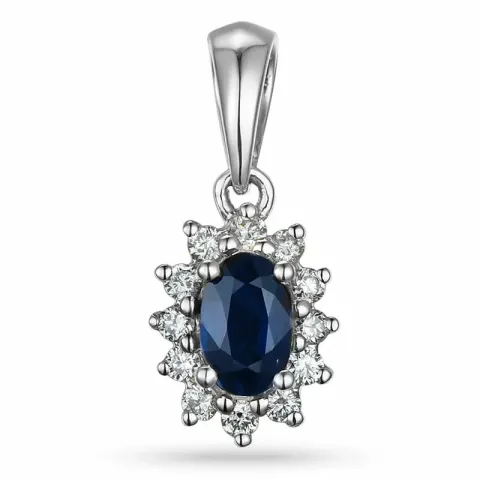 rosett safir hängen i 9 carat vitguld 0,10 ct 0,35 ct