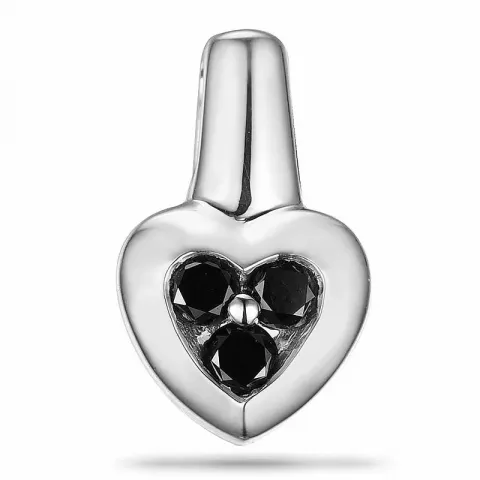 Hjärta svart diamant hängen i 9 carat vitguld 0,17 ct