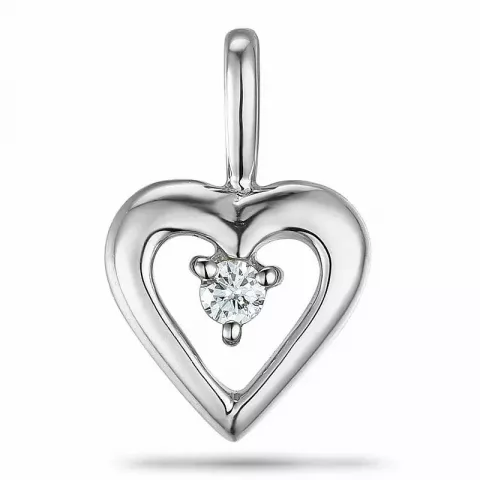 Hjärta diamant hängen i 9 carat vitguld 0,04 ct