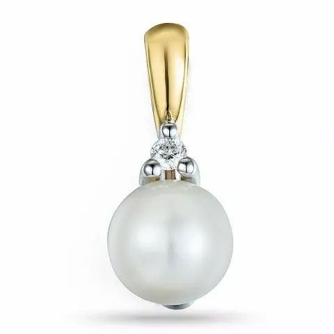 pärla diamantberlocker i 9 carat guld- och vitguld 0,03 ct