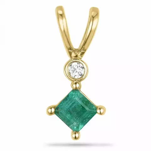 Fyrkantigt smaragd diamantberlocker i 9 carat guld 0,01 ct 0,26 ct