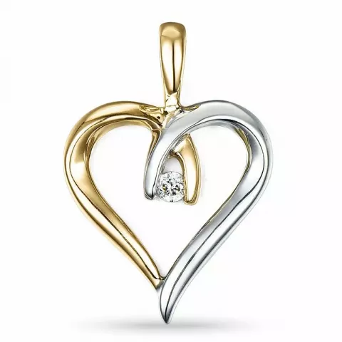 hjärta diamant diamantberlocker i 9 carat guld- och vitguld 0,03 ct