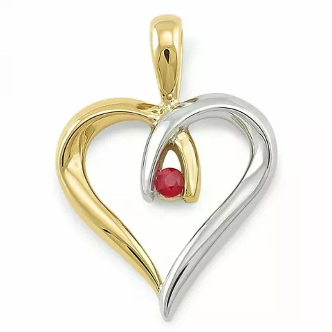 hjärta rubin hängen i 9 carat guld- och vitguld 0,04 ct