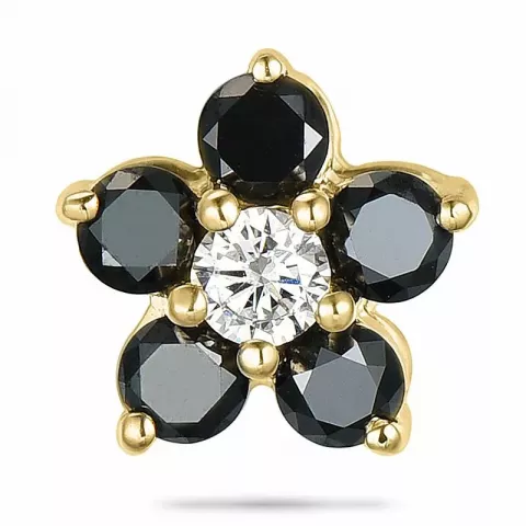 blommor svart diamant diamantberlocker i 9 carat guld 0,06 ct 0,33 ct