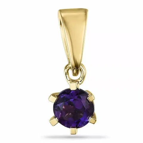 Runt ametist hängen i 9 carat guld 0,22 ct