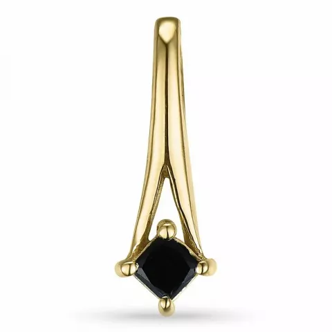Fyrkantigt svart diamant hängen i 9 carat guld 0,11 ct