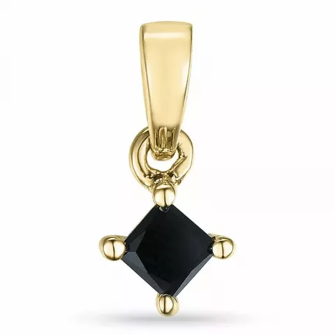 Fyrkantigt svart diamant hängen i 9 carat guld 0,19 ct