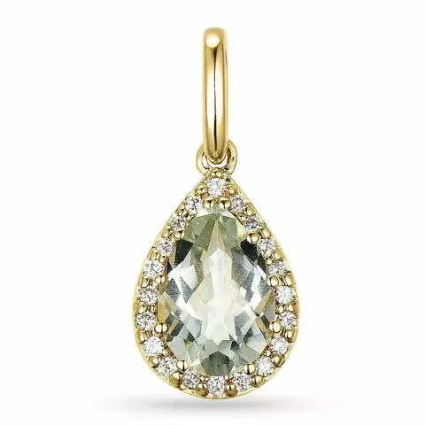 grön ametist diamantberlocker i 9 carat guld 1,55 ct 0,10 ct