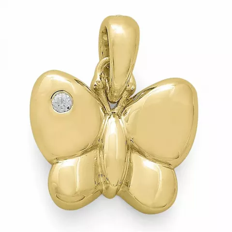 Fjärilar diamantberlocker i 9 carat guld 0,01 ct