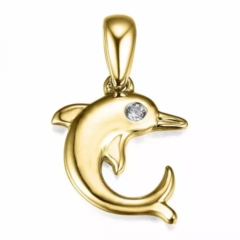 delfin diamantberlocker i 9 carat guld 0,01 ct