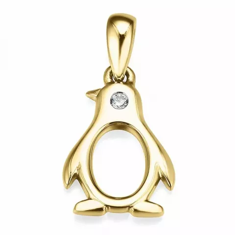 pingvin diamantberlocker i 9 carat guld 0,01 ct