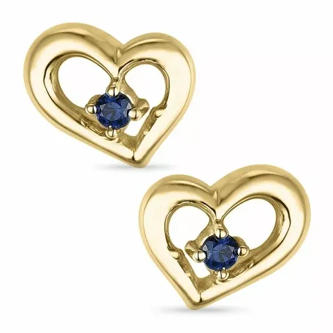 Hjärta safir örhängestift i 9 karat guld med safirer