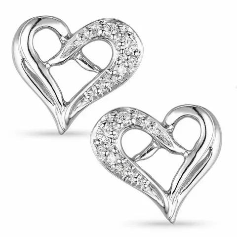 Hjärta diamantörhängen i 9 karat vitguld med diamanter 