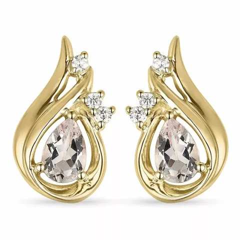 Morganit diamantörhängen i 9 karat guld med diamanter och morganit