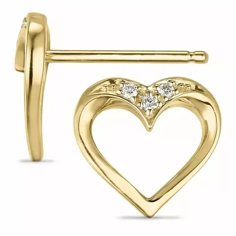 hjärta diamant örhängen i 9 karat guld med diamant 