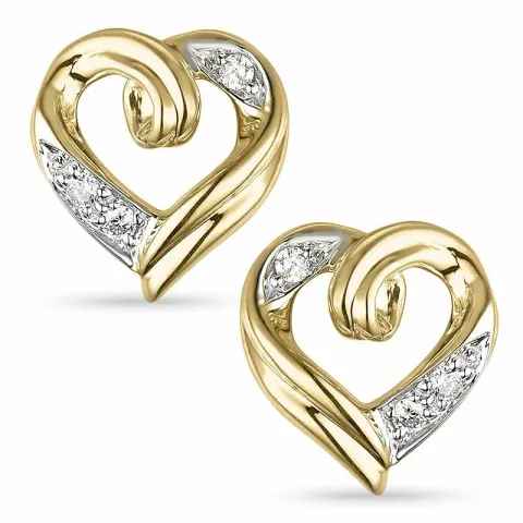 Hjärta diamant örhängestift i 9 karat guld och vitguld med diamanter 