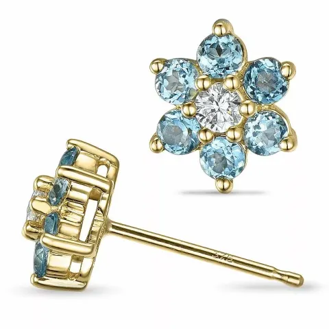 Blommor topas diamantörhängen i 9 karat guld med diamanter och topaser 