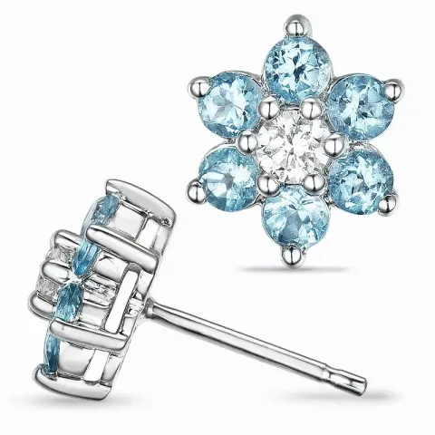 Blommor topas diamantörhängen i 9 karat vitguld med diamanter och topaser