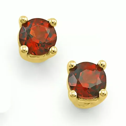 2 x 0,28 ct granat solitäreörhängestift i 9 karat guld med granat