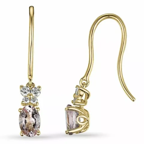 Ovala morganit diamantörhängen i 9 karat guld med diamanter och morganit