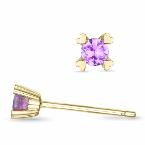 2 x 0,13 ct rosa safir solitäreörhängestift i 9 karat guld med rosa safir
