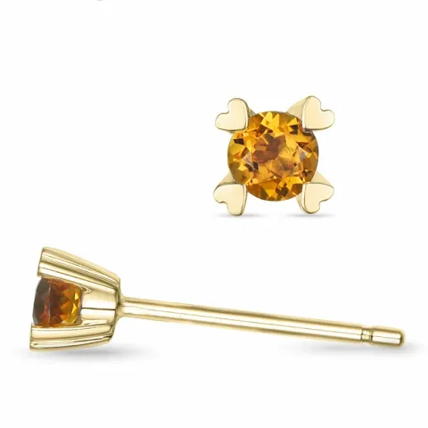 2 x 0,10 ct citrin solitäreörhängestift i 9 karat guld med citrin