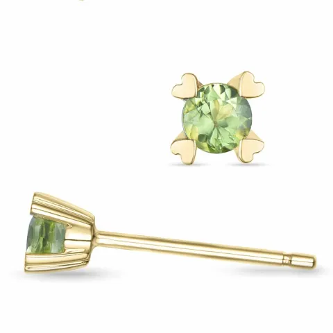 2 x 0,12 ct peridot solitäreörhängestift i 9 karat guld med peridot