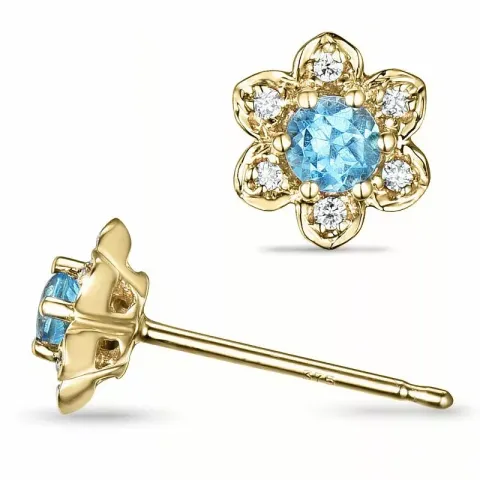 Blommor topas diamantörhängen i 9 karat guld med diamanter och topaser