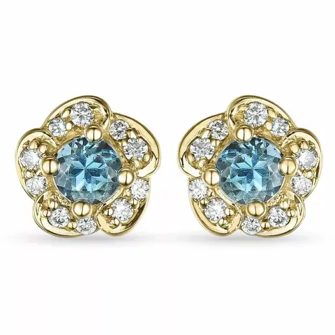 Blommor topas diamantörhängen i 9 karat guld med diamanter och topaser