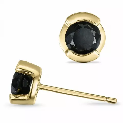 svarta diamant solitäreörhängestift i 9 karat guld med svart diamant 