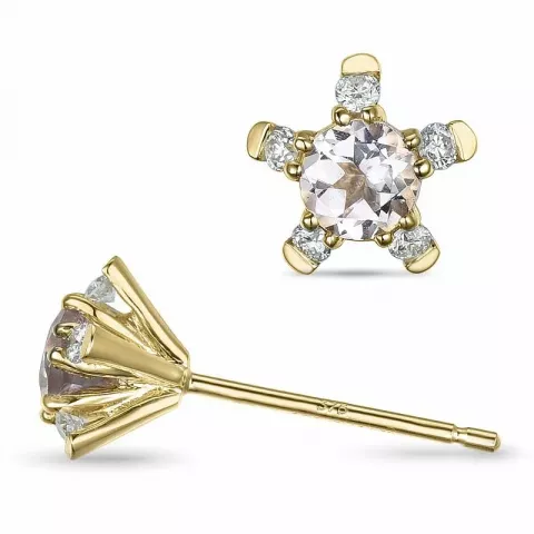 blommor morganit diamantörhängen i 9 karat guld med diamant och morganit 