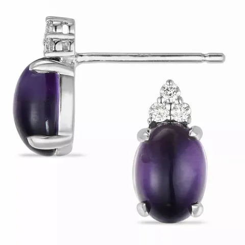 Ovala ametist diamantörhängen i 9 karat vitguld med diamanter och ametister