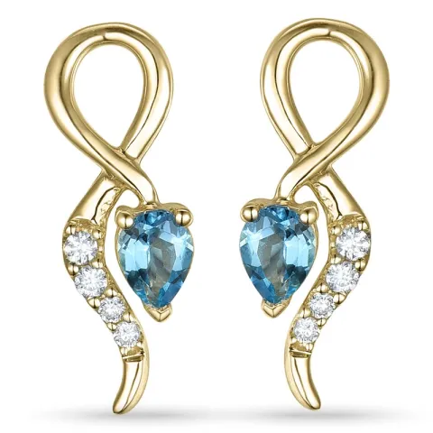 Topas diamantörhängen i 9 karat guld med diamanter och topaser 