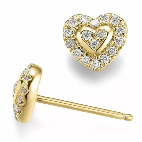 hjärta diamant örhängen i 9 karat guld med diamant 