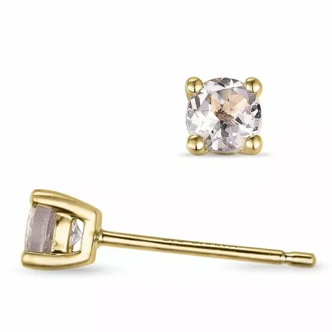 2 x 0,19 ct morganit solitäreörhängestift i 9 karat guld med morganit