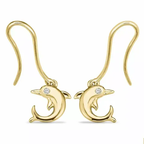 Delfin diamant örhängen i 9 karat guld med diamanter