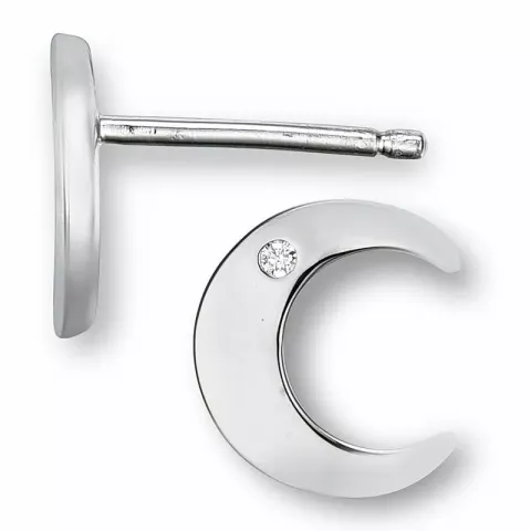 måne diamant örhängen i 9 karat vitguld med diamant