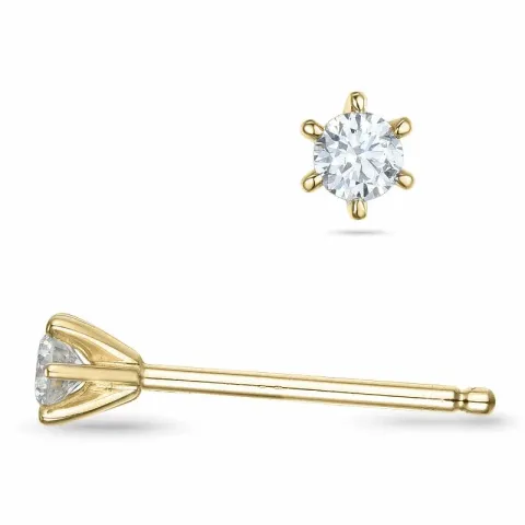 2 x 0,07 ct diamant solitäreörhängestift i 9 karat guld med diamant 
