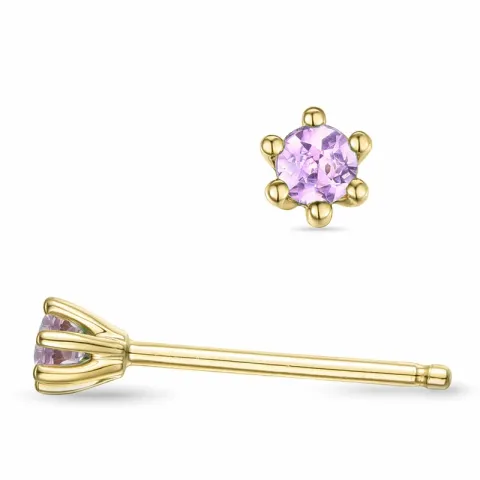 2 x 0,07 ct rosa safir solitäreörhängestift i 9 karat guld med rosa safir