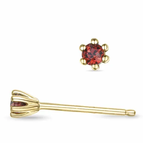 2 x 0,06 ct Kollektionsprov granat solitäreörhängestift i 9 karat guld med granat