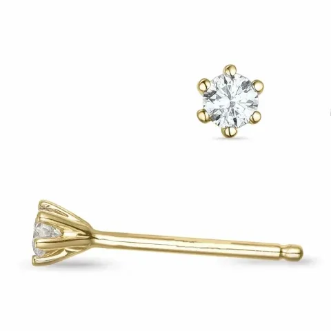 2 x 0,06 ct diamant solitäreörhängestift i 9 karat guld med diamant 
