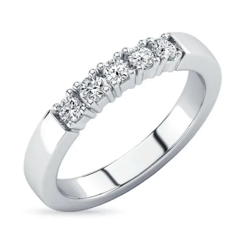 diamant alliancring i 14 karat vitguld 5 x 0,05 ct