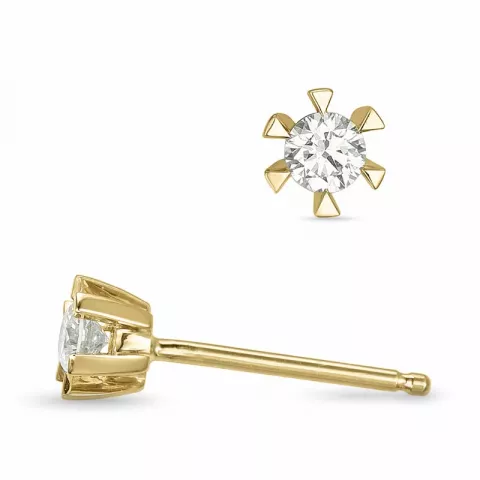 2 x 0,13 ct kampajn -  briljant solitäreörhängestift i 14 karat guld med diamant 