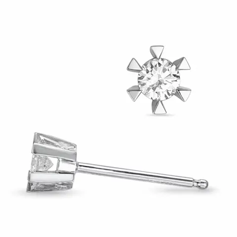 2 x 0,13 ct kampajn - briljant solitäreörhängestift i 14 karat vitguld med diamant