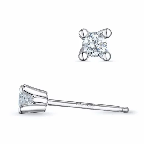 2 x 0,09 ct kampajn - diamant solitäreörhängestift i 14 karat vitguld med diamant