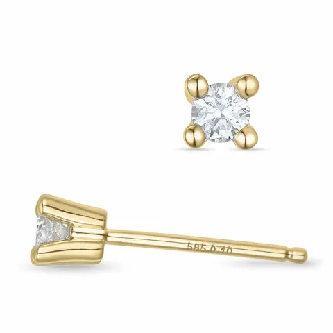 2 x 0,10 ct kampajn - diamant solitäreörhängestift i 14 karat guld med diamant