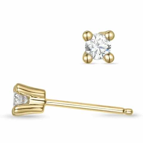 2 x 0,11 ct kampajn - diamant solitäreörhängestift i 14 karat guld med diamant